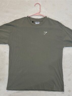 Gymshark Olive Crewneck Tee with White Logo